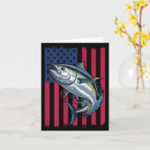 Youth Boys Deep Sea Fishing American Flag Bluefin  Kaart (Gele Bloem)
