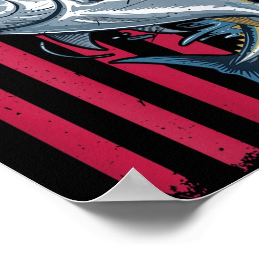 Youth Boys Deep Sea Fishing American Flag Bluefin Poster (Hoek)