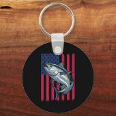 Youth Boys Deep Sea Fishing American Flag Bluefin  Sleutelhanger (Voorkant)