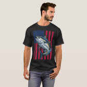 Youth Boys Deep Sea Fishing American Flag Bluefin  T-shirt (Voorkant volledig)