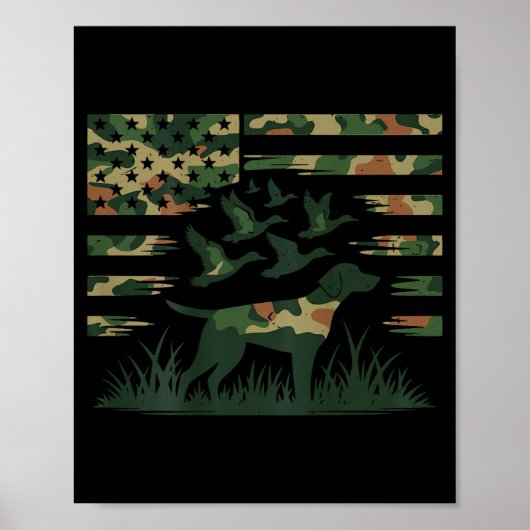 Youth Camo Mallard Duck Hunting Dog Camouflage Ame Poster (Voorkant)