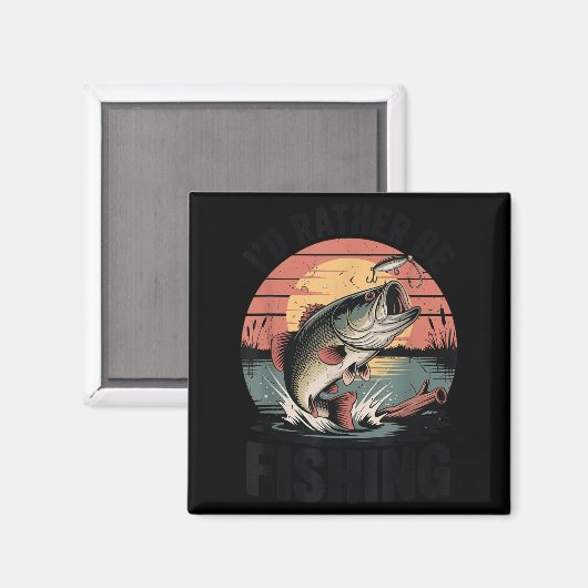 Youth I'd Rather Be Fishing-shirt Boy Largemouth B Magneet (Voorkant / Achterkant)