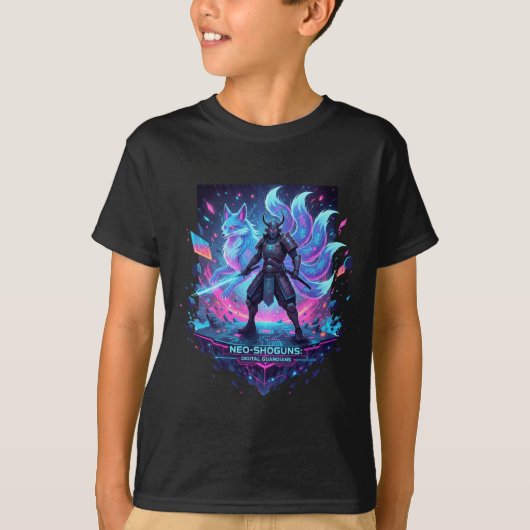 Youth Neo Shogun Samurai Kitsune Neon T-shirt (Voorkant)