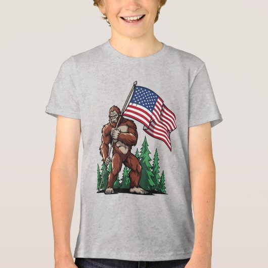 Youth Patriotic American Flag Graphic Celebration  Tri-Blend Shirt (Voorkant)