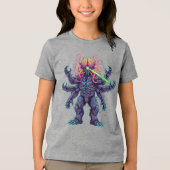 Youth Psychedelic Brain Monster Ray Clothing Item Tri-Blend Shirt (Voorkant)
