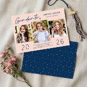 Youthful Navy Blush 3 Foto Collage Afstuderen Aankondiging