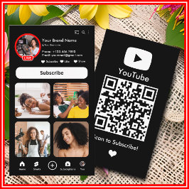YouTube Black Influencer Vlogger Creator QR Code Visitekaartje