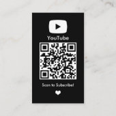 YouTube Black Influencer Vlogger Creator QR Code Visitekaartje (Achterkant)