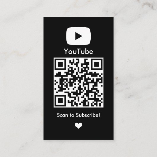 YouTube Black Influencer Vlogger Creator QR Code Visitekaartje (Achterkant)