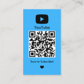 YouTube Blue Influencer Vlogger Creator QR-code Visitekaartje (Achterkant)