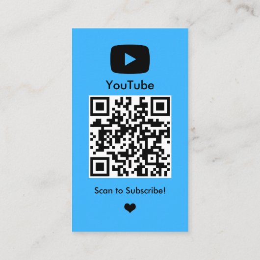 YouTube Blue Influencer Vlogger Creator QR-code Visitekaartje (Achterkant)