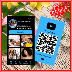 YouTube Blue Invloedrijke Vlogger Maker QR Code Visitekaartje