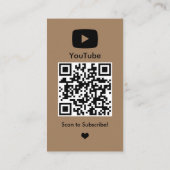YouTube Brown Influencer Vlogger Creator QR-code Visitekaartje (Achterkant)