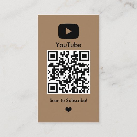YouTube Brown Influencer Vlogger Creator QR-code Visitekaartje (Achterkant)