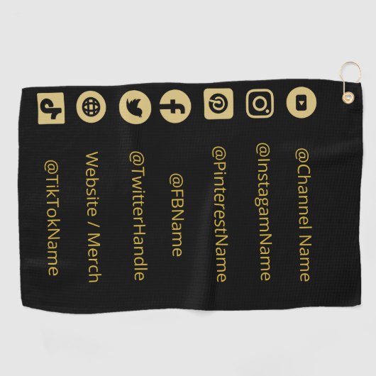 YOUTUBE CHANNEL SOCIALE MEDIA HANDLES GOLFHANDDOEK (Horizontaal)