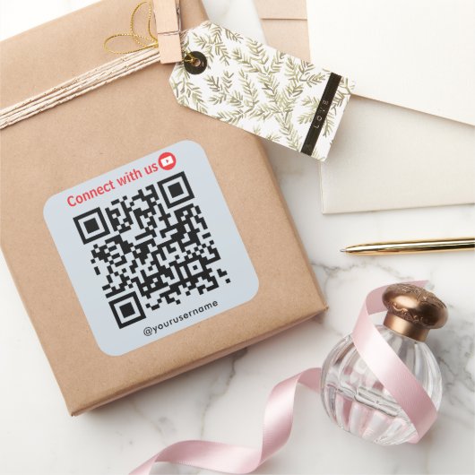 YouTube Connect Met Amerikaanse QR Code Soft Navy Vierkante Sticker (Geschenken)