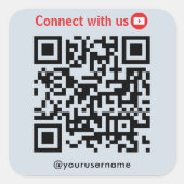 YouTube Connect Met Amerikaanse QR Code Soft Navy Vierkante Sticker (Voorkant)