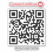 YouTube Connect Met Ons QR Code Wit Sticker (Voorkant)