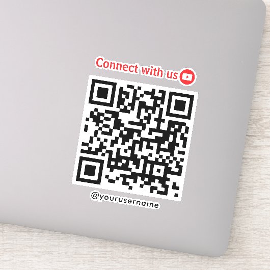 YouTube Connect Met Ons QR Code Wit Sticker (Detail)