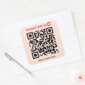 YouTube Connect Met Ons QR Code Zachte Peach Vierkante Sticker (Envelop)