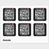 YouTube Connect Met Ons QR Code Zwart Vierkante Sticker (Vel)