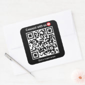 YouTube Connect Met Ons QR Code Zwart Vierkante Sticker (Envelop)