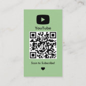 YouTube Green Influencer Vlogger Creator QR Code Visitekaartje (Achterkant)