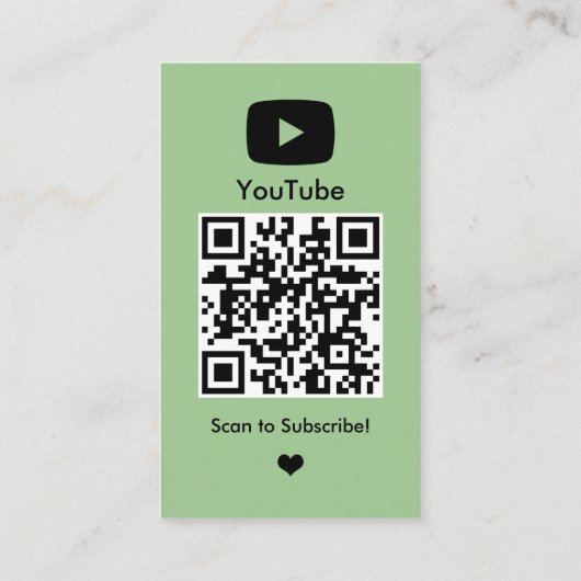 YouTube Green Influencer Vlogger Creator QR Code Visitekaartje (Achterkant)
