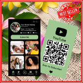 YouTube Green Influencer Vlogger Creator QR Code Visitekaartje