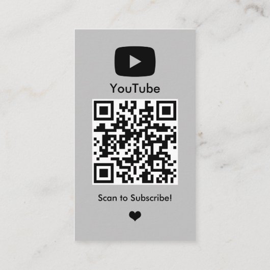 YouTube Grey Influencer Vlogger Creator QR Code Visitekaartje (Achterkant)