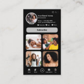 YouTube Grey Influencer Vlogger Creator QR Code Visitekaartje (Voorkant)