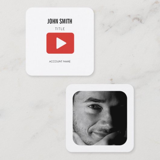 Youtube Icon Logo Video Editor PROFIEL Promotie Vierkante Visitekaartje (Voorkant / Achterkant)
