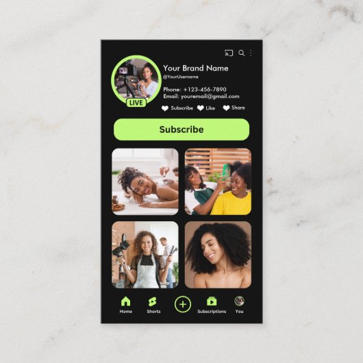 YouTube Influencer Visitekaartje (Voorkant)