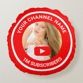 Youtube-kanaal Gepersonaliseerde Foto Youtuber Cad Rond Kussen