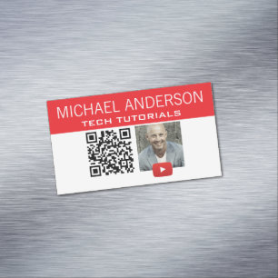 YouTube-kanaal logo en QR-code Moderne YouTuber Magnetisch Visitekaartje