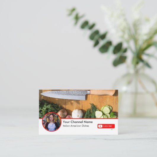 Youtube-kanaal met QR-code en profielfoto Visitekaartje (Staand voorkant)