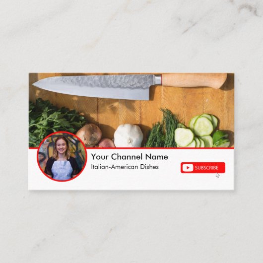 Youtube-kanaal met QR-code en profielfoto Visitekaartje (Voorkant)
