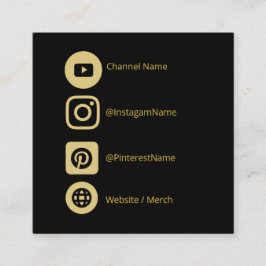 YOUTUBE KANAAL SOCIAL MEDIA GOUD ZWART PROMOTIE VIERKANTE VISITEKAARTJE