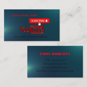 Youtube-kanaal, Youtuber Zakelijke kaart Visitekaartje