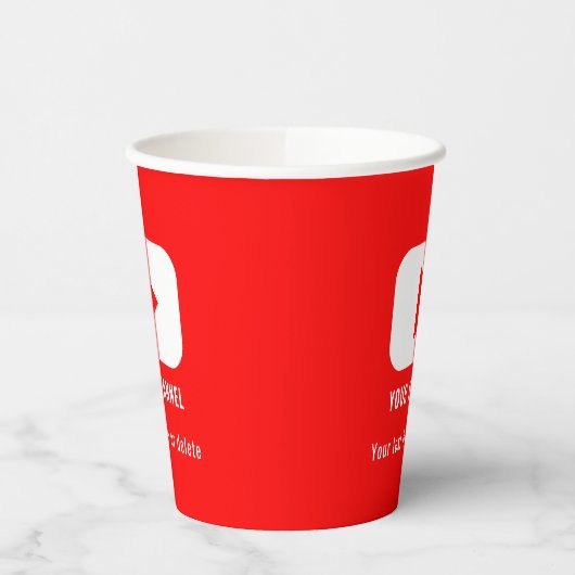 YouTube-kanaalnaam Aangepast rood Papieren Bekers (Links)
