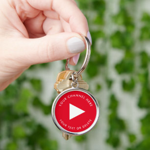 YouTube-kanaalnaam Aangepast rood Sleutelhanger