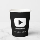 YouTube Kanaalnaam Aangepast Zwart Papieren Bekers (Achterkant)