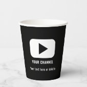 YouTube Kanaalnaam Aangepast Zwart Papieren Bekers (Voorkant)