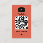 YouTube Koraal Influencer Vlogger Creator QR Code Visitekaartje (Achterkant)