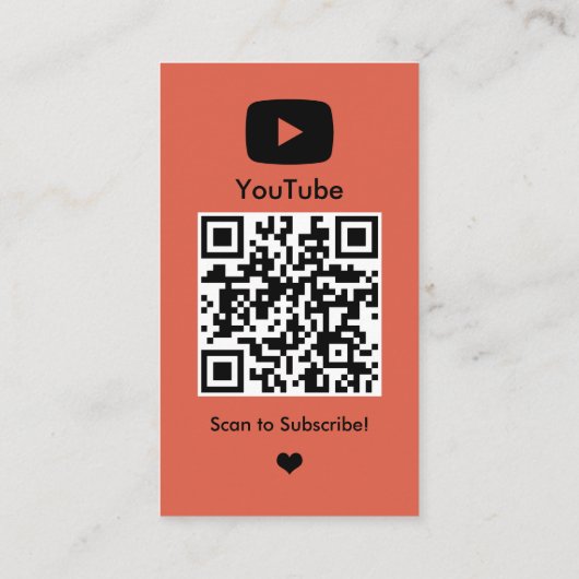 YouTube Koraal Influencer Vlogger Creator QR Code Visitekaartje (Achterkant)
