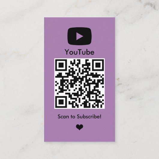 YouTube Lila Influencer Vlogger Creator QR Code Visitekaartje (Achterkant)
