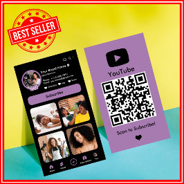 YouTube Lila Influencer Vlogger Creator QR Code Visitekaartje