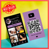 YouTube Lila Influencer Vlogger Creator QR Code Visitekaartje