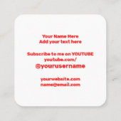 YouTube logo Social Media rood en wit promo Contactkaartje (Achterkant)