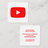 YouTube logo Social Media rood en wit promo Contactkaartje (Voorkant / Achterkant)